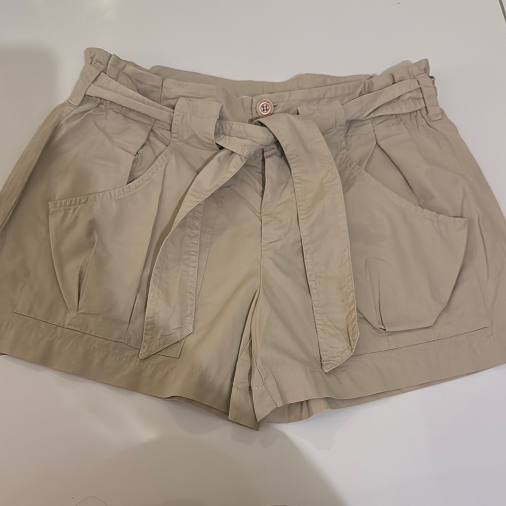 Vince Tan Cargo Shorts with Tie Belt